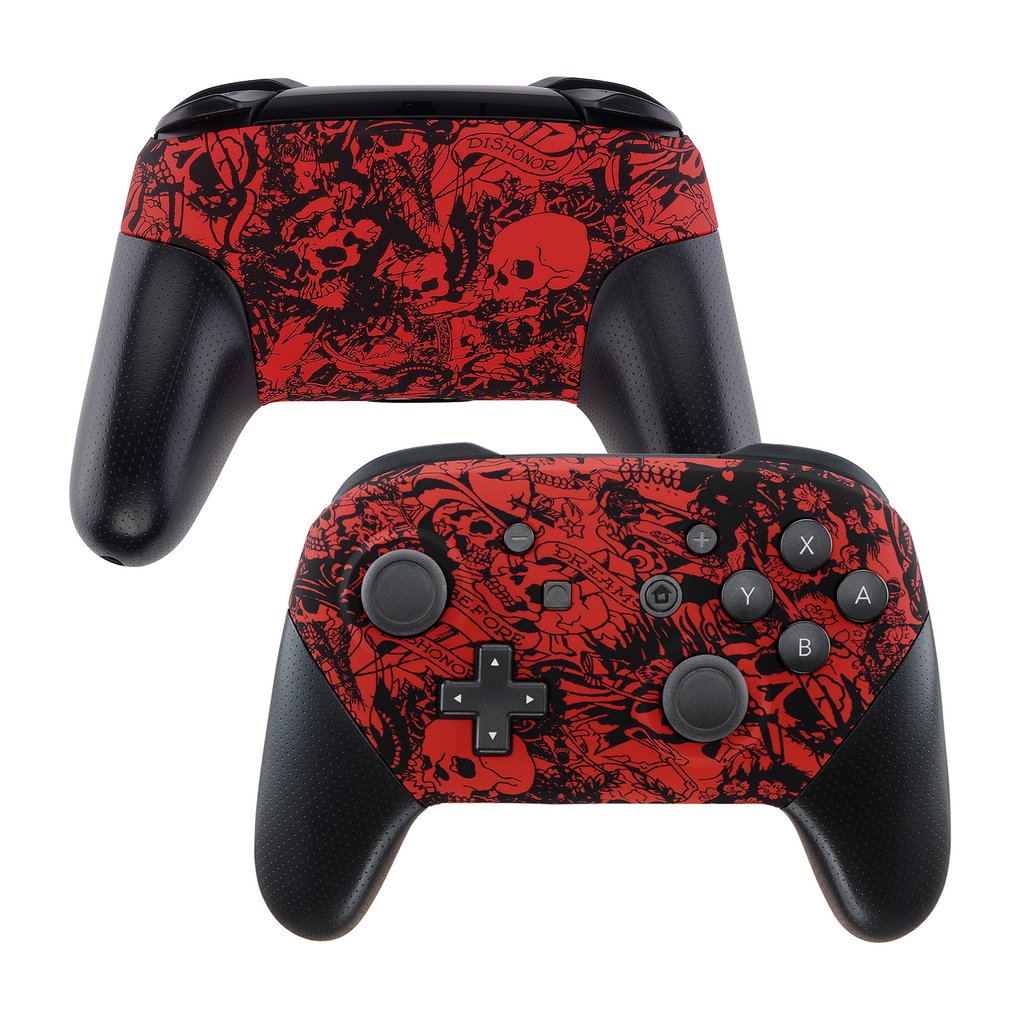Themed Red Skulls and Blood Splatter - Customizable Options - OEM Nintendo Switch Pro Controller